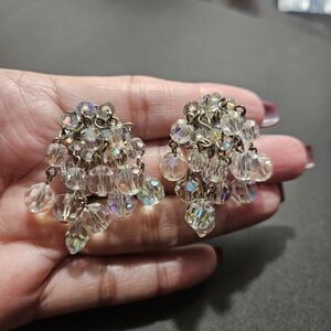 Vintage AB Dangling Clip Earrings